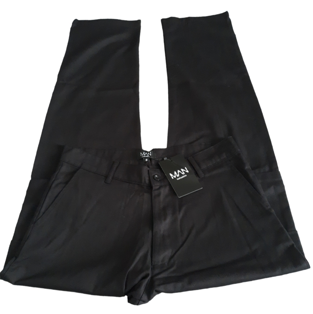 NWT Boohoo Man Small Black Cargo Pocket Pants